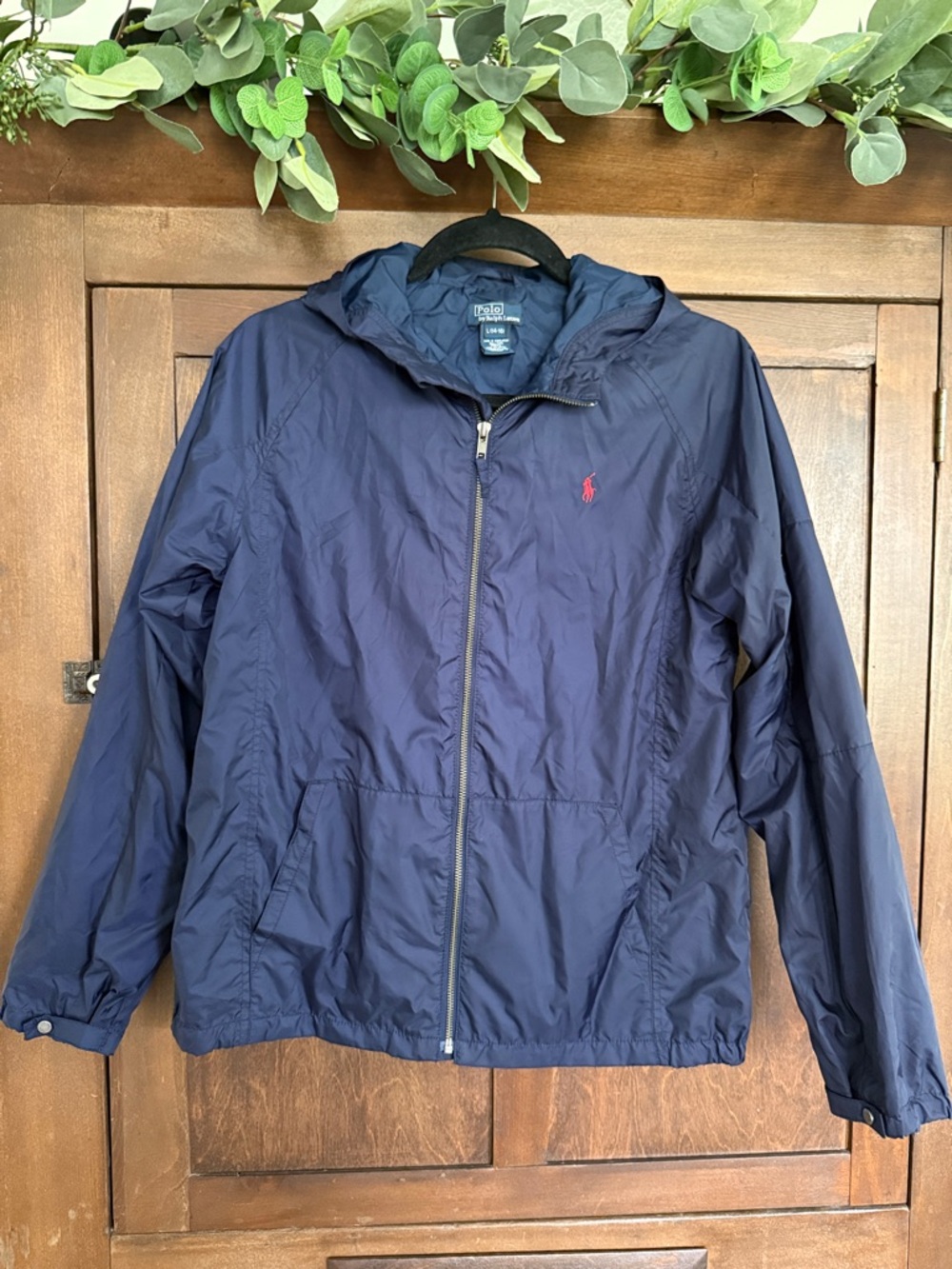 Polo by Ralph Lauren Navy Hooded Windbreaker with Red Logo